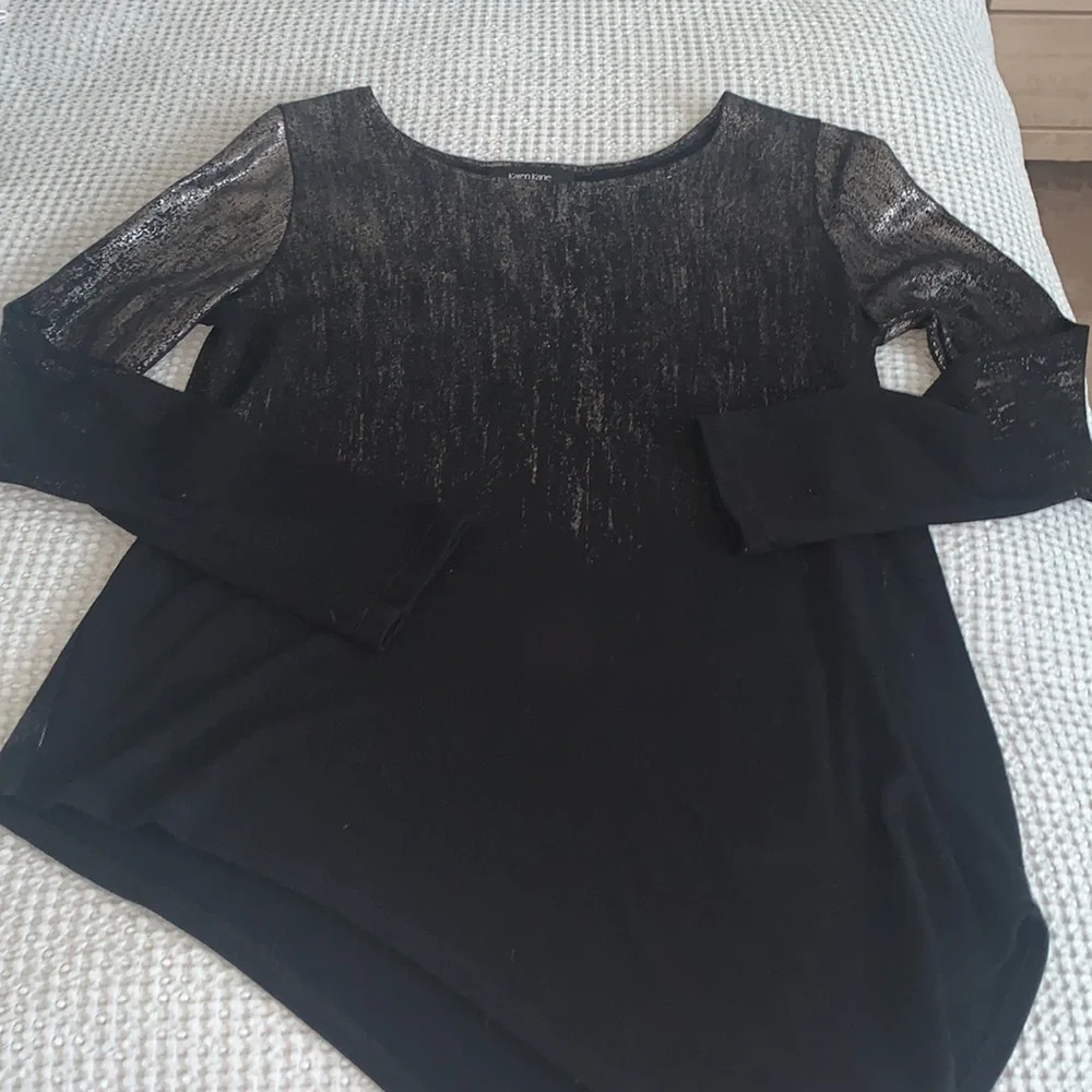 Karen Kane Metallic Asymmetric Tunic Top - Picture 4 of 7